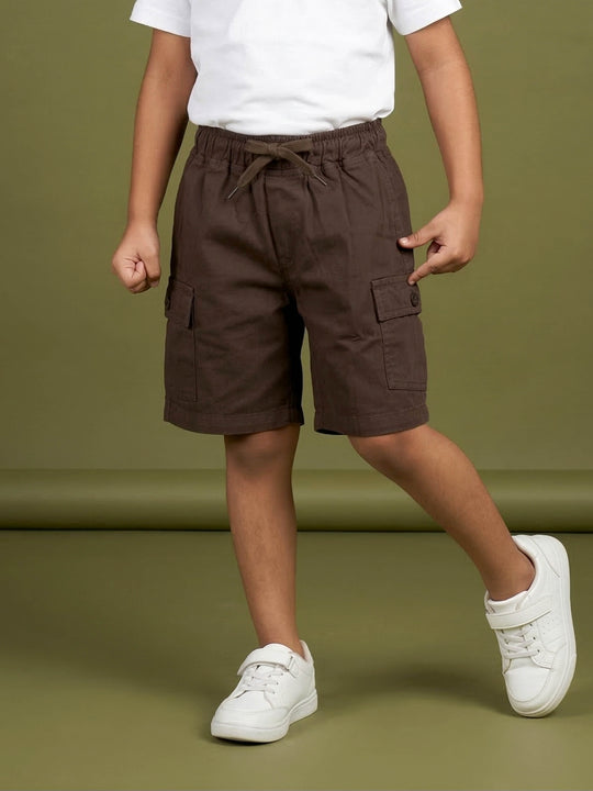 Kiddopanti Boys Cotton Twill Woven Cargo Shorts With 2 Side Cargo Flap Pocket