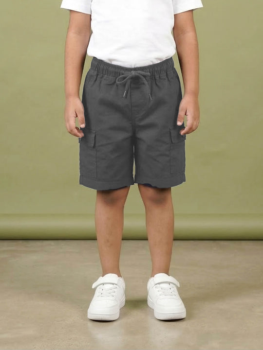Kiddopanti Boys Cotton Twill Woven Cargo Shorts With 2 Side Cargo Flap Pocket