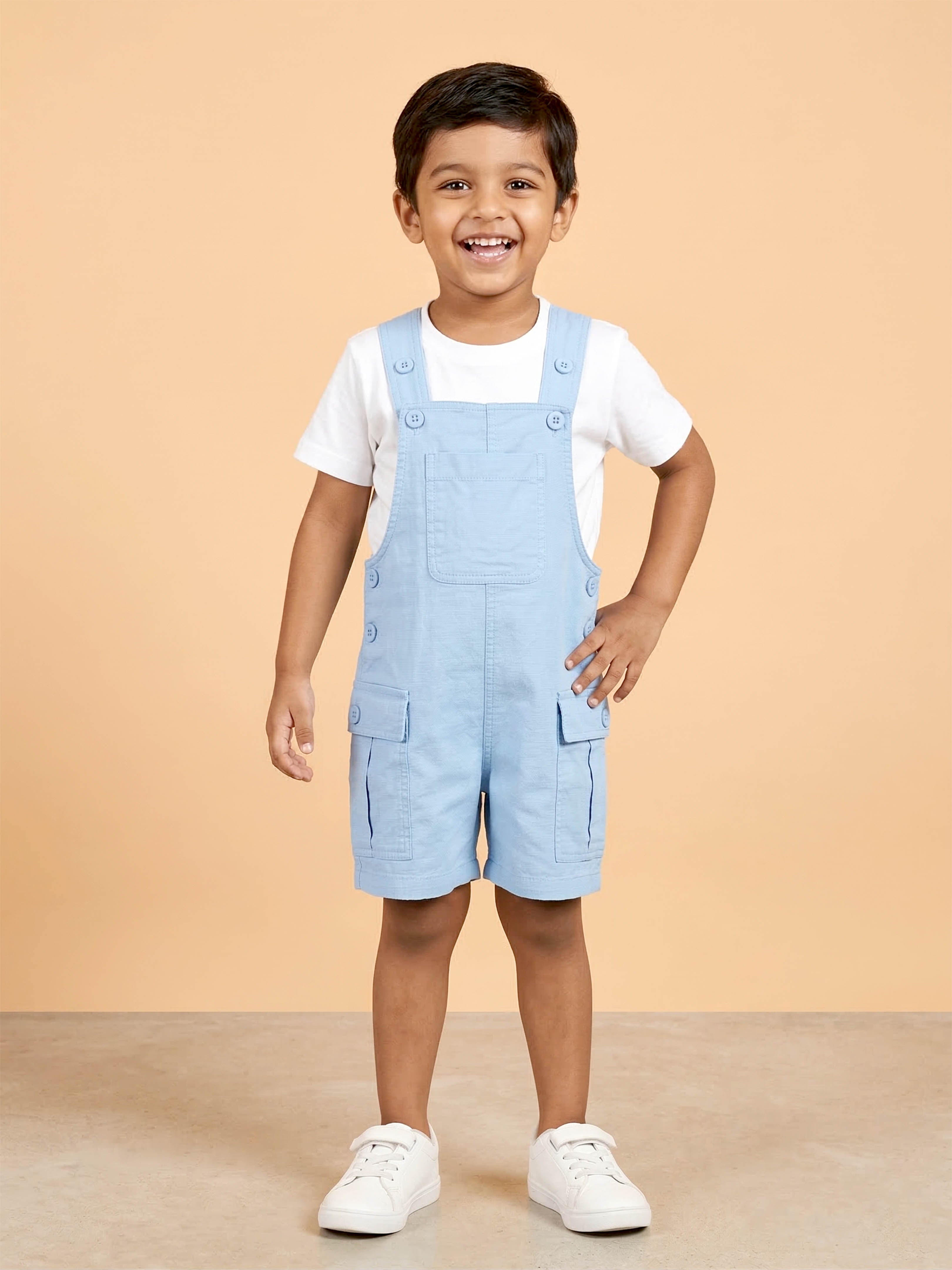 Kiddopanti Unisex Cotton Twill Cargo Dungare Shorts