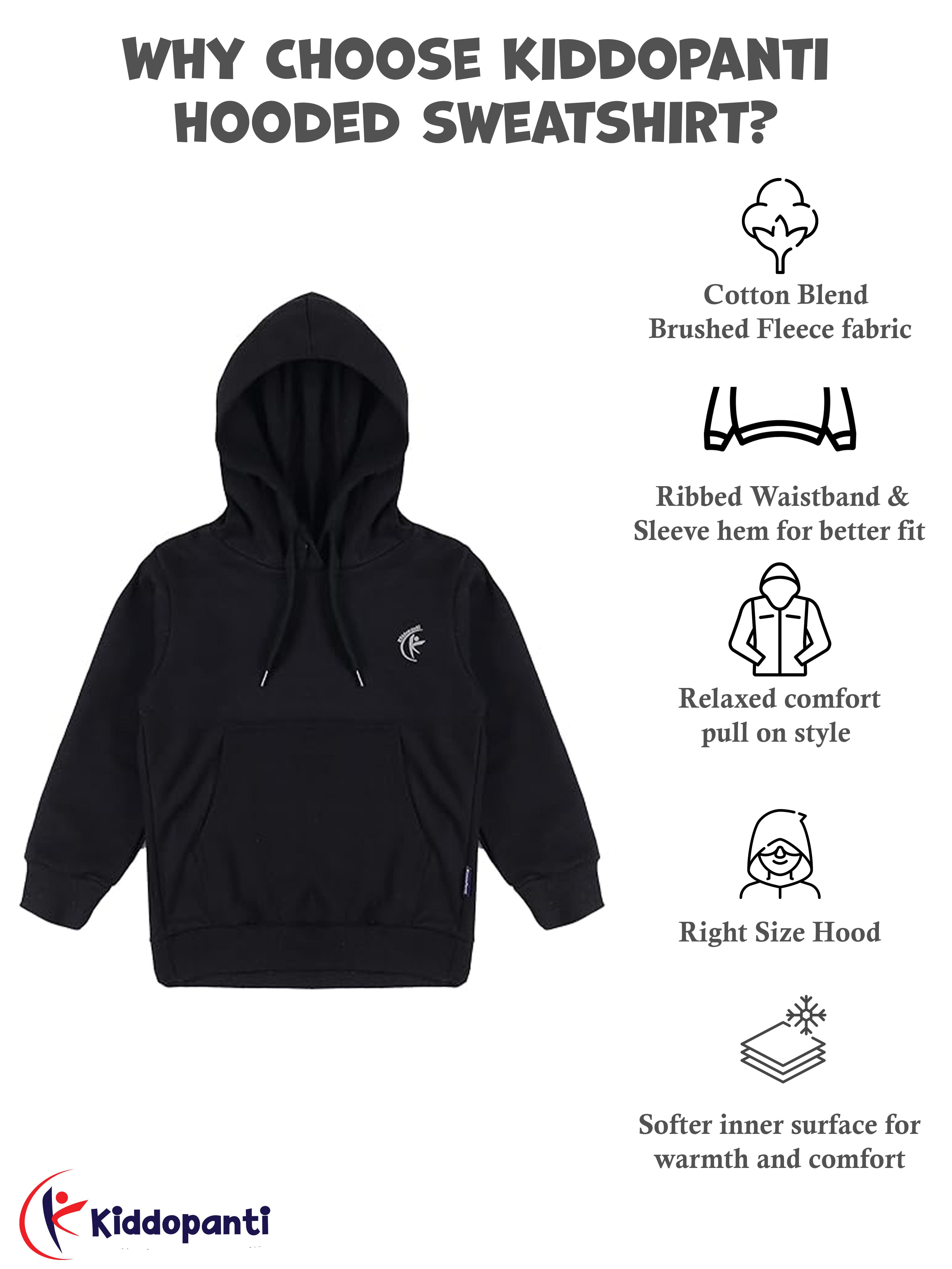 Kiddopanti Unisex Solid Full Sleeve Hooded Sweatshirt Pack of 2