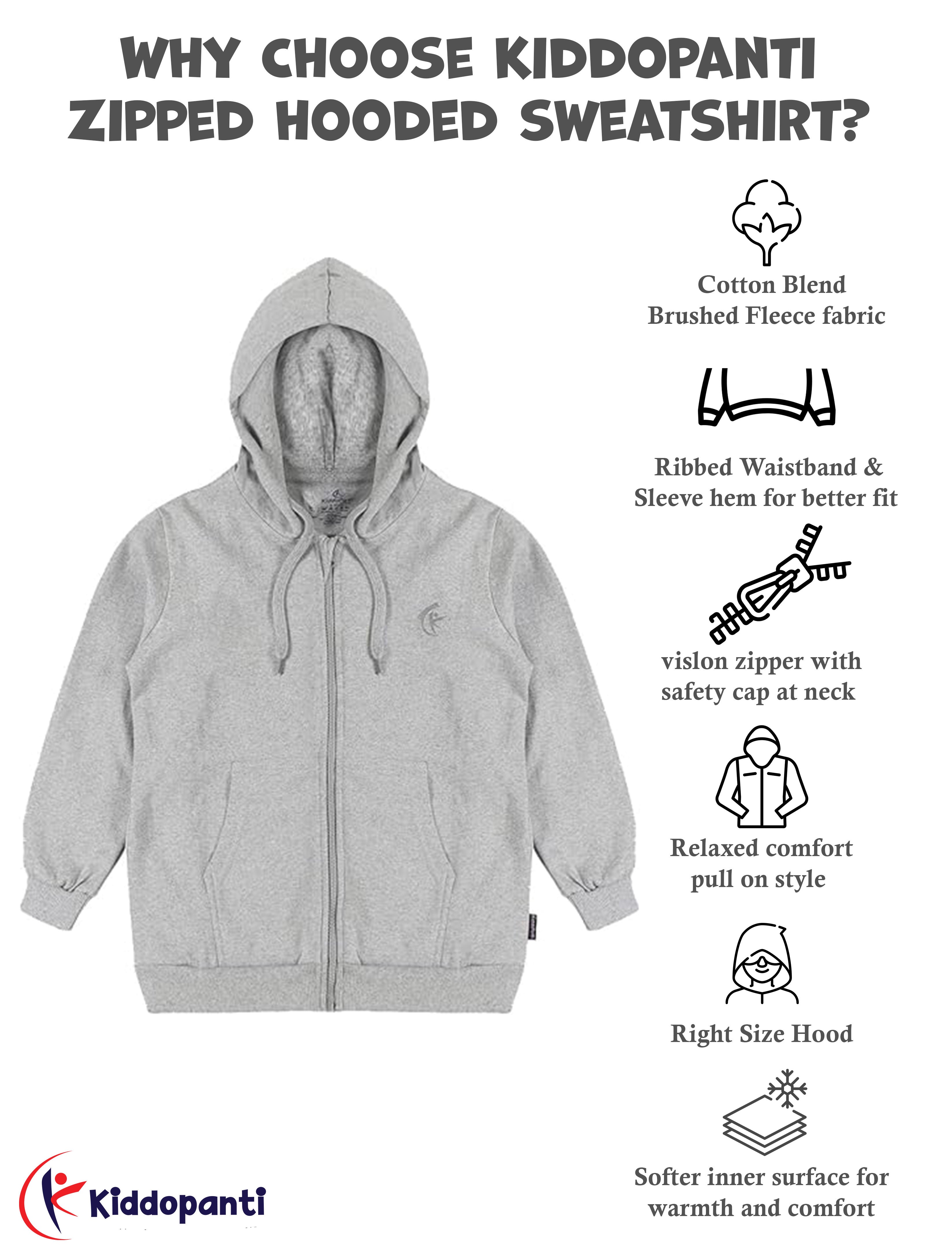 Kiddopanti Boys Fleece Graphic Printed Front Open Hooded Sweatshirt Pack of 2