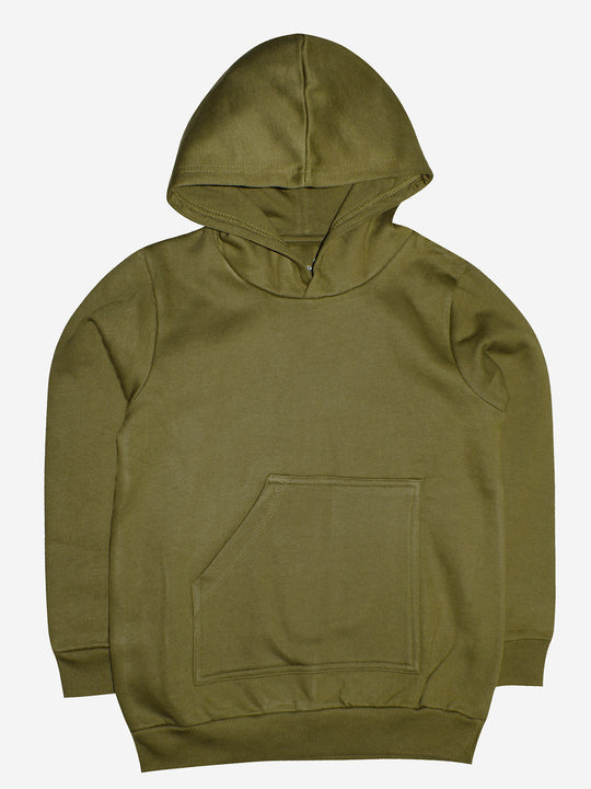 Solid Hooded Pull Over Sweatshirt