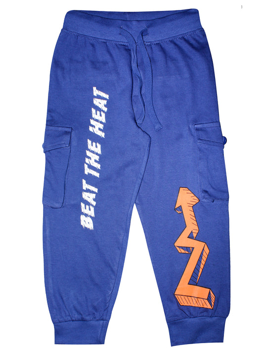 Boys Cotton Cargo Track Pants with print