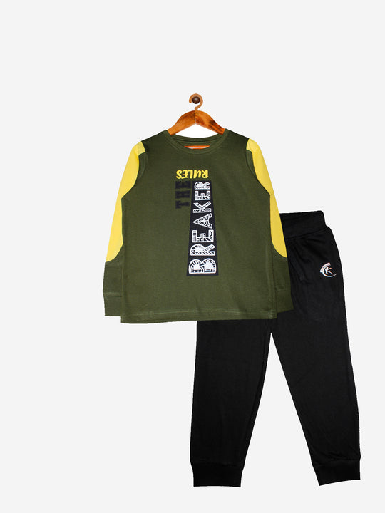 Boys Full sleeves Cotton T-shirt with Track Pant Set