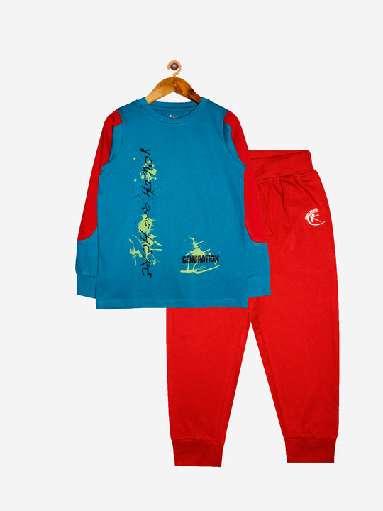 Boys Full sleeves Cotton T-shirt with Track Pant Set