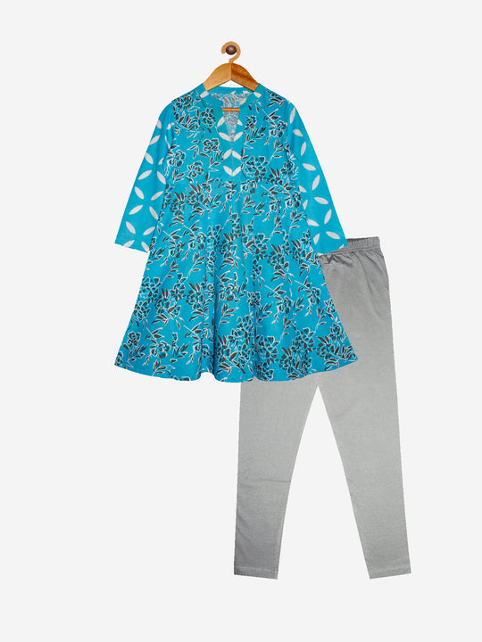 Girls Printed Kurta and Leggings Set