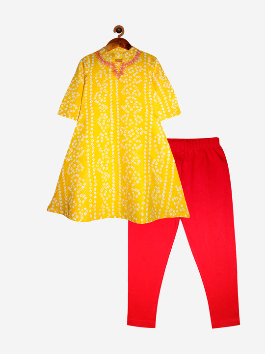 Girls Printed Kurta and Leggings Set