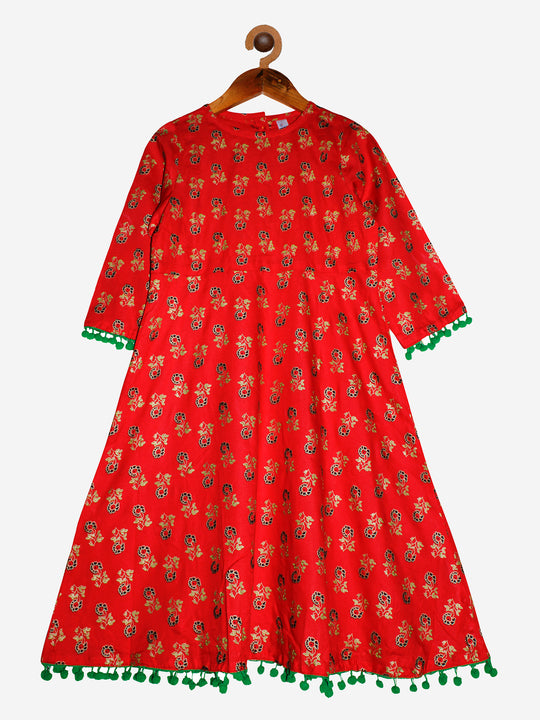 Girls 3/4th Sleeve Printed Kurta