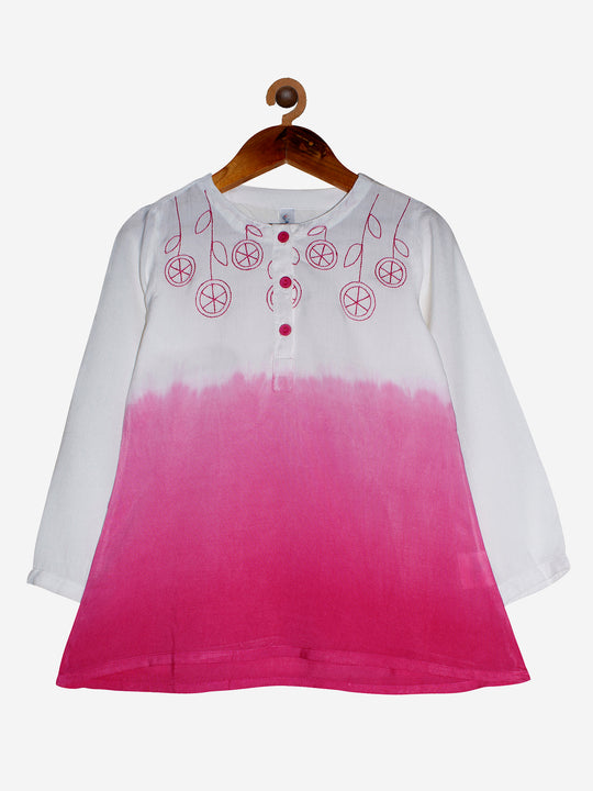 Girls 3/4th Rollup Sleeves Tie & Dye Kurti