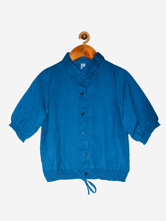 Girls Georgette Shirt with Smocking hem