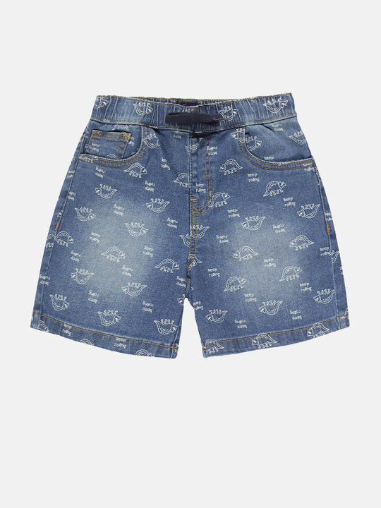 Boys Dino Printed Denim Shorts