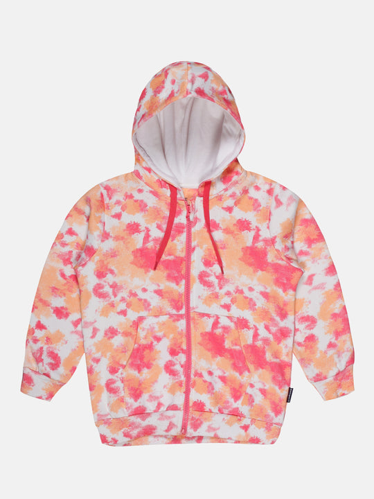 Tie & Dye Front Zip opening Full Sleeve Hooded Sweatshirt