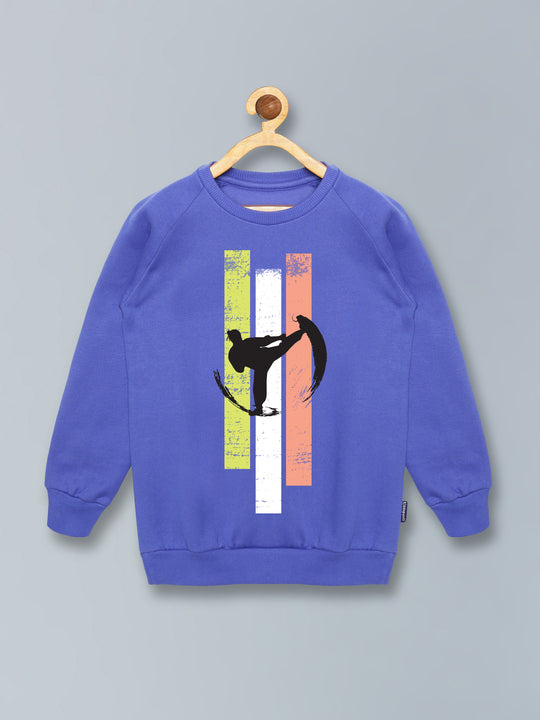 Boys Chest Print Round Neck Sweatshirt