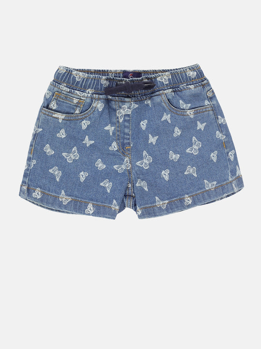 Girls Printed Denim Hot Shorts