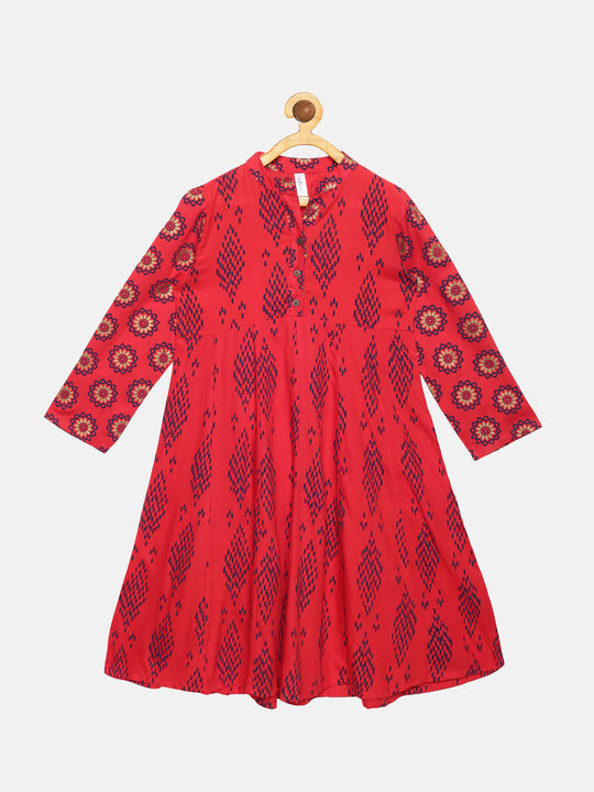 Girls Full Sleeve Printed Kurta