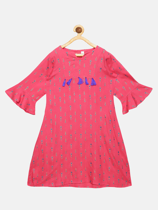 Girls Tassel Yoke Ethnic Kurta