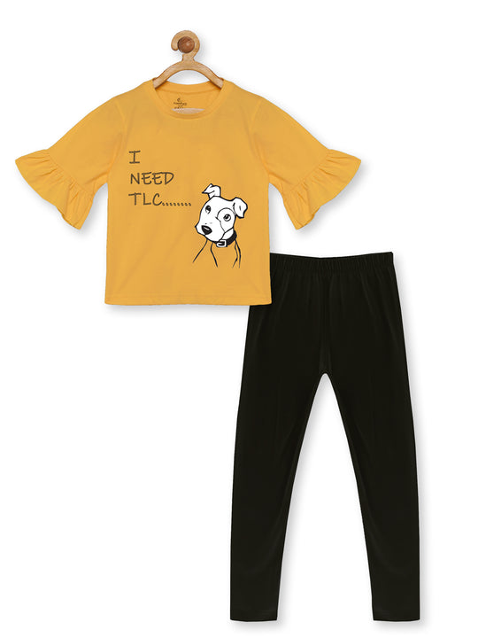 Girl's Printed Tee & Solid Legging Set