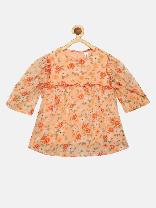 Girls Yoke & Armhole Gathered Frill Top