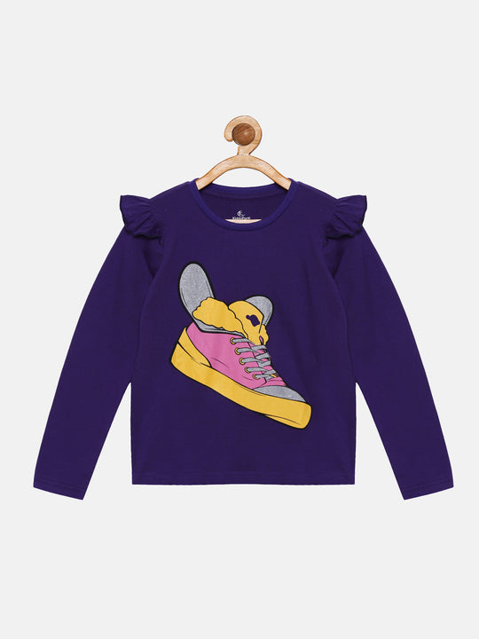 Girls "Wing Shoes" Print Full Sleeve Tee