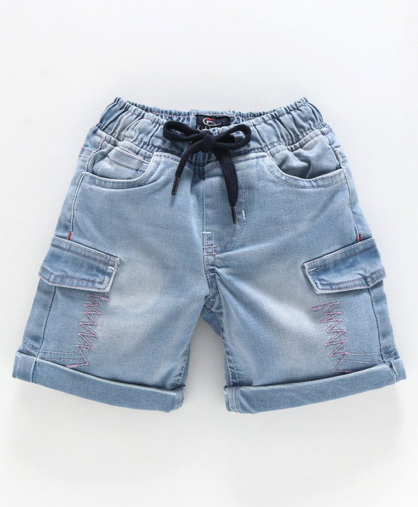 Boys Denim Cargo Shorts with roll up hem