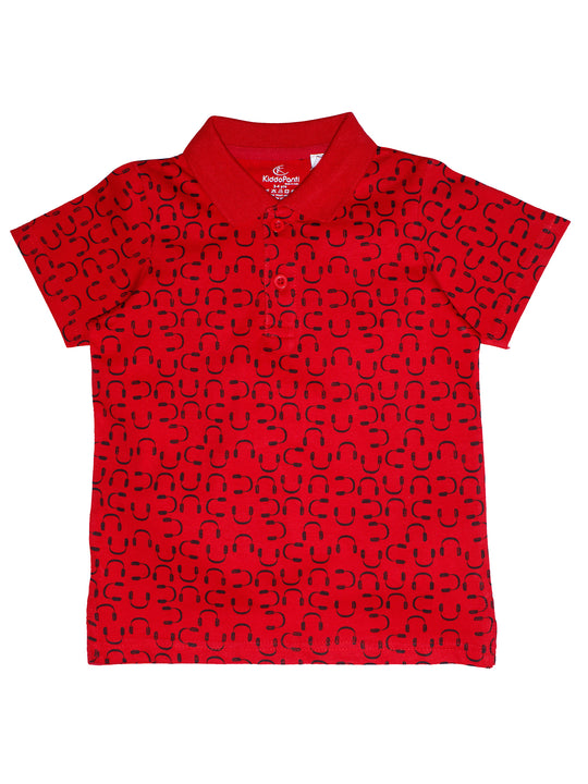 Boys Printed Jersey Polo Tee