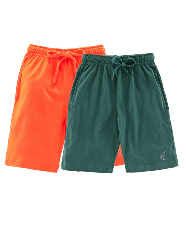 Boys Solid Knit Knee length Shorts- Pack of 2