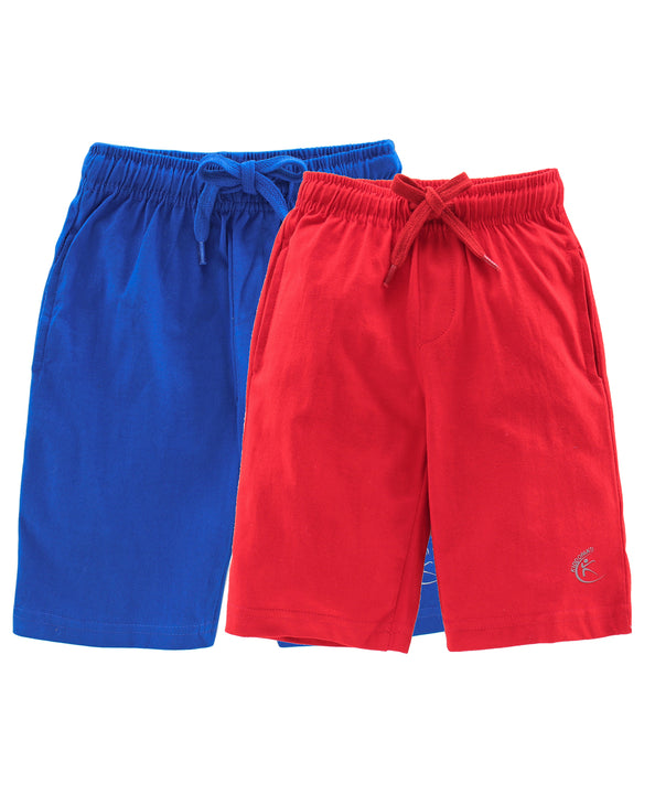 Boys Solid Knit Knee length Shorts- Pack of 2