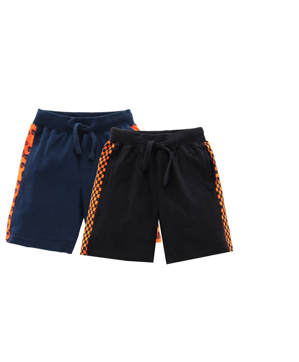 Boys Cotton Shorts with Side Panel- Pack of 2