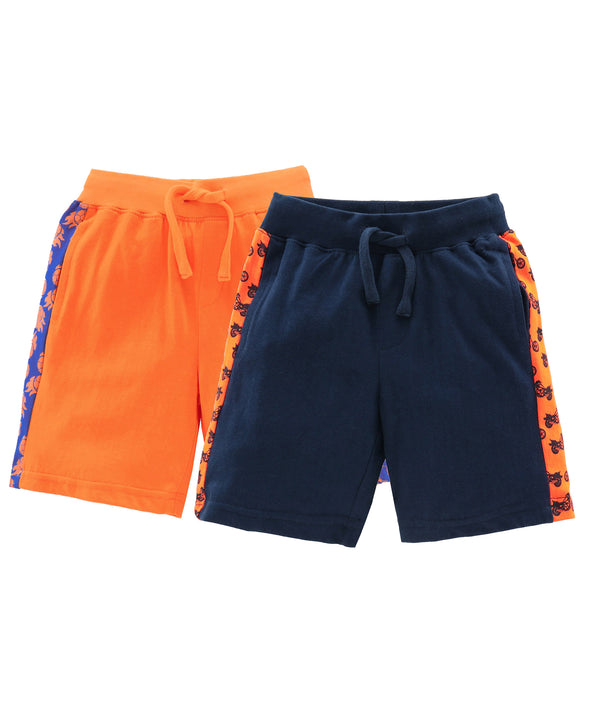 Boys Cotton Shorts with Side Panel- Pack of 2