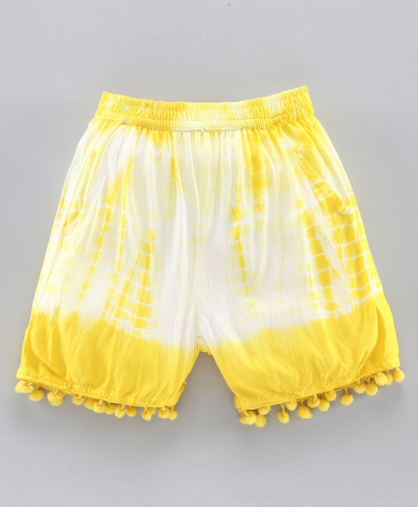 Girls Tie & Dye Shorts with Pompom