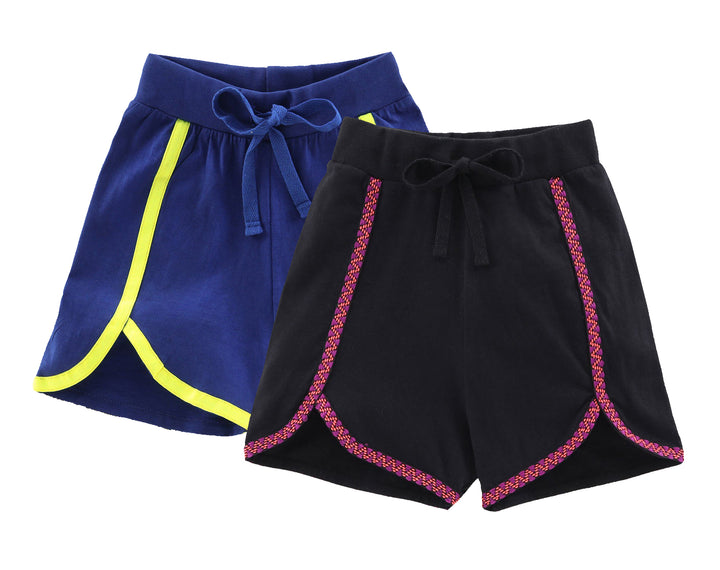 Girls Cotton Jersey Shorts -Pack of 2