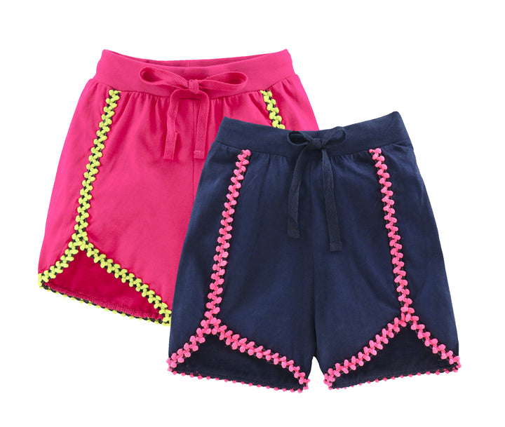 Girls Cotton Jersey Shorts -Pack of 2