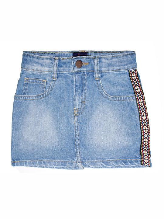 Girls Denim Skirt with Lace