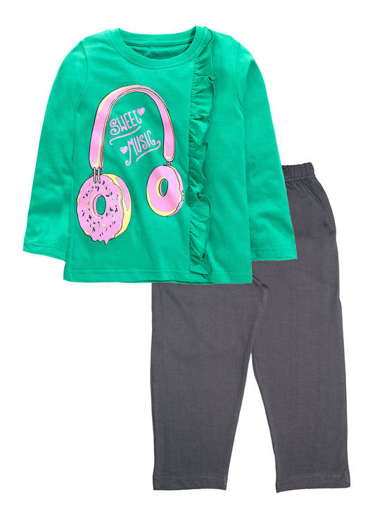 Girls Cotton T-Shirt with Pyjama Pant