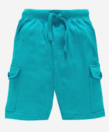 Boys Knee Length Cotton Jersey Cargo Shorts - Aqua Blue / 2-3Y