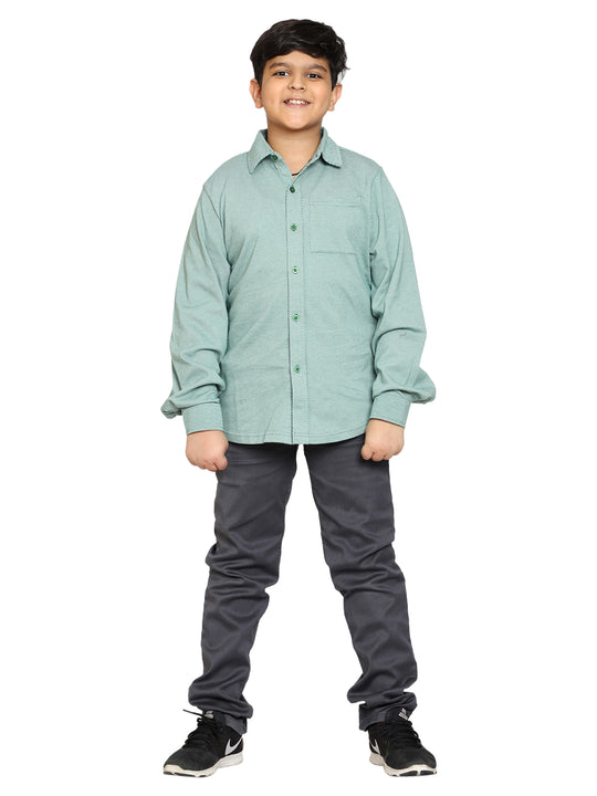 Boys Jacquard Knit Shirt & Basic 5 Pkt Casual Pant Set