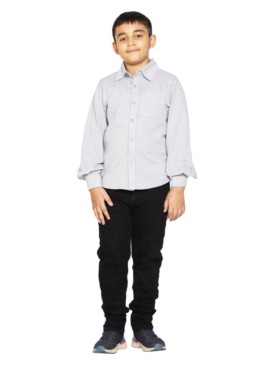 Boys Jacquard Knit Shirt & Basic 5 Pkt Casual Pant Set