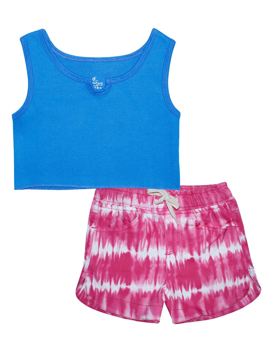 Girls Rib Crop Tank Top & Hot Short Set