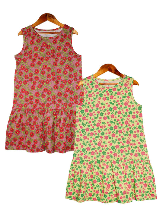 Girls Sleeveless Dress with frill- Pack of 2