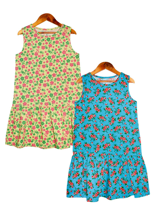 Girls Sleeveless Dress with frill- Pack of 2