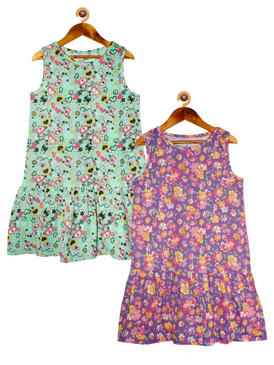 Girls Sleeveless Dress with frill- Pack of 2