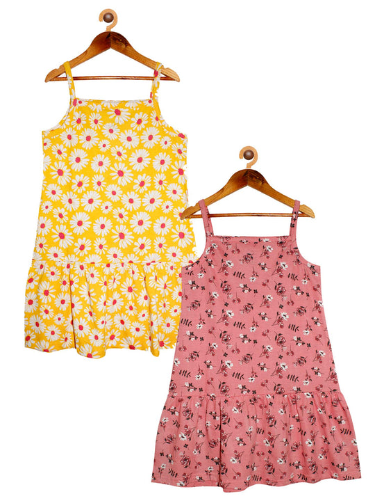 Girls Strap Dress with frill - Pack of 2