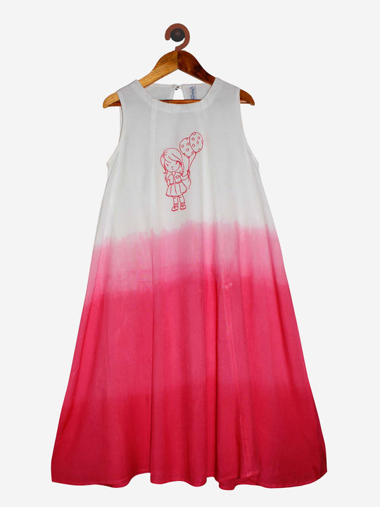 Girls Sleeveless Tie & Dye Long Kurta