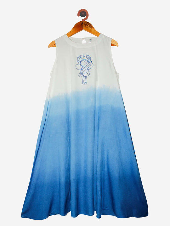 Girls Sleeveless Tie & Dye Long Kurta