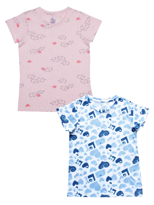 Girls Round Neck Tee Set