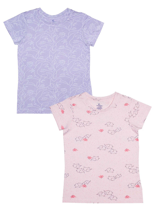 Girls Round Neck Tee Set