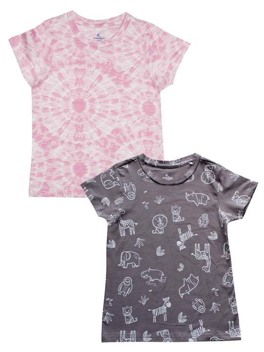 Girls Round Neck Tee Set