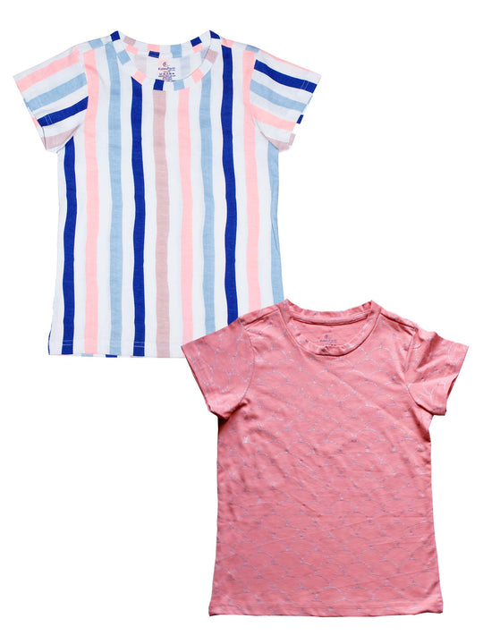 Girls Round Neck Tee Set