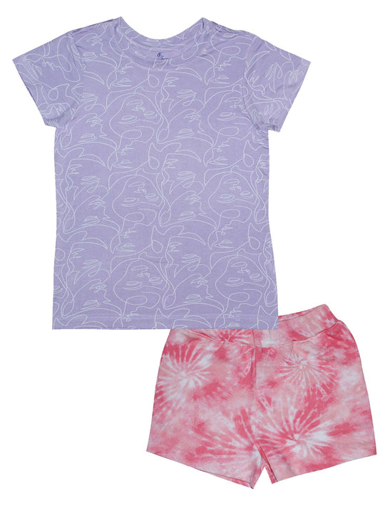 Girls Half Sleeve Tee & Hot Shorts with Back pocket Set