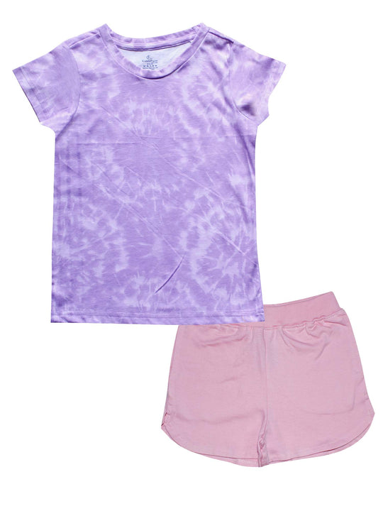 Girls Half Sleeve Tee & Hot Shorts with Back pocket Set